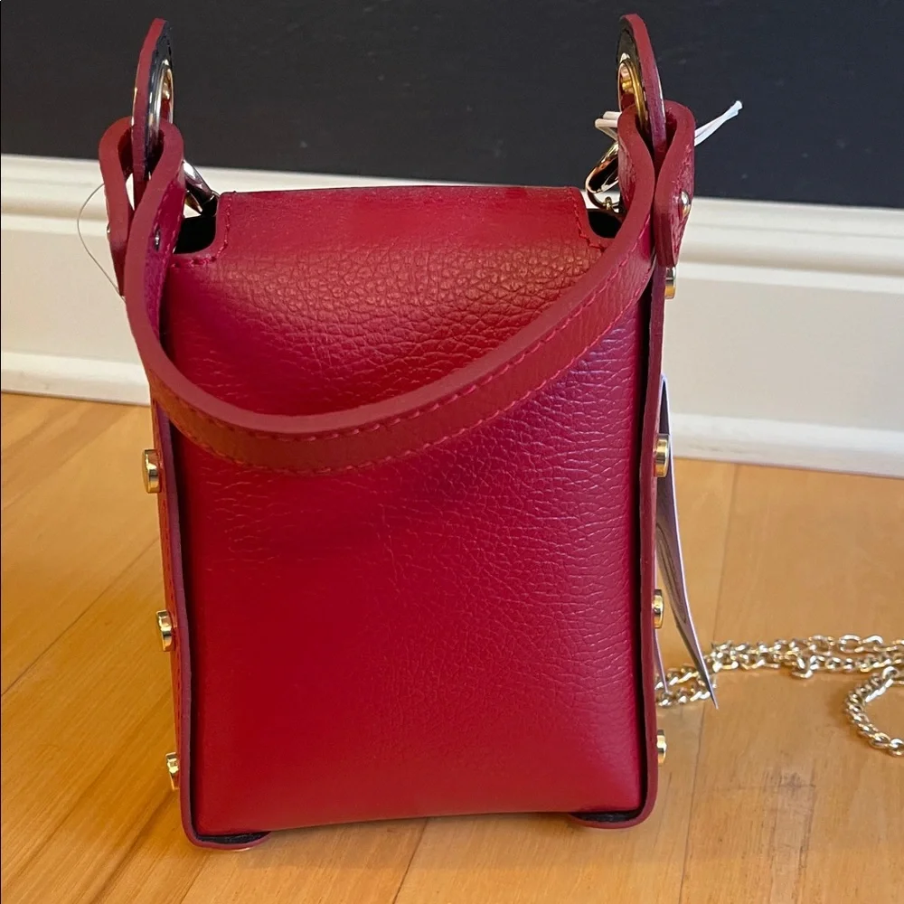 NWT Anna Paola Genuine Italian Leather Cherry Red Handbag - Picture 9 of 16